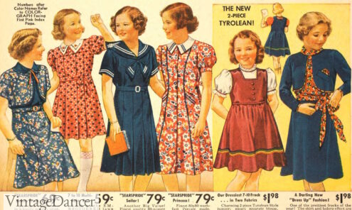 1930s school girls dresses ages 7 to 10 children kids child 30s fashion