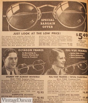1930s vintage glasses men's and women's frames eye glasses frames clear reading