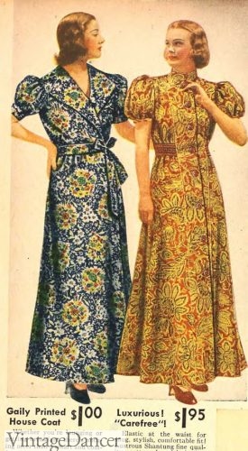 1937 wrap and button housecoats