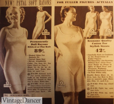 1930s Ribbed knit cotton step-in underwear for winter plus sizes