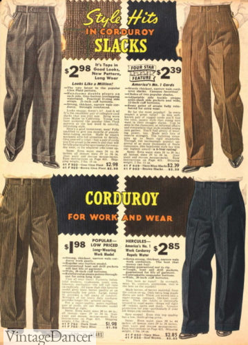 1930s men's corduroy work pants