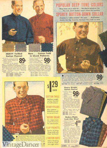 1930s mens winter work shirts casual shirts button down flannels