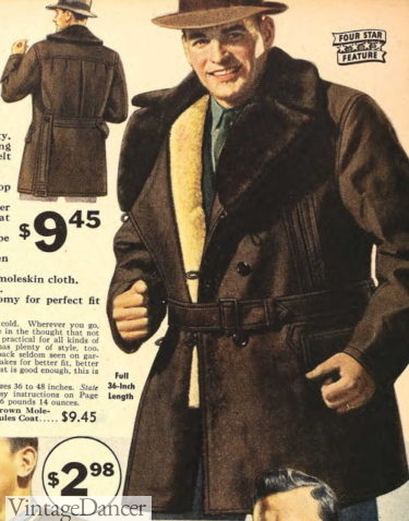 1930s men sheepskin coat