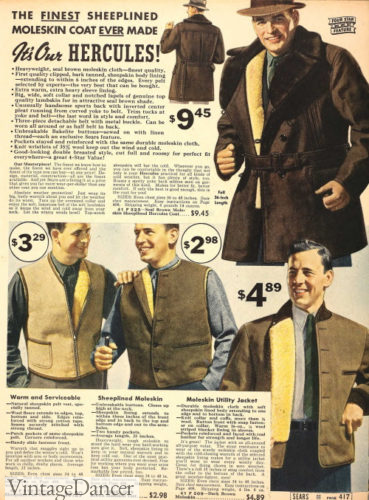 1930s men's Sheepskin lined jackets and vests
