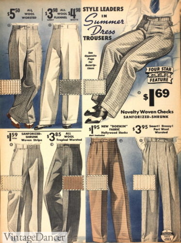 1930s men summer casual trousers mens fashion