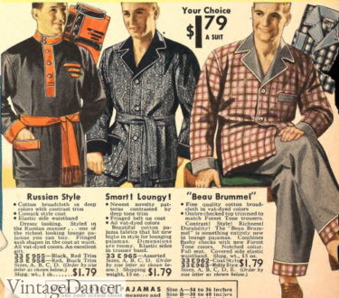 1930s mens Russian and notch collar pajamas