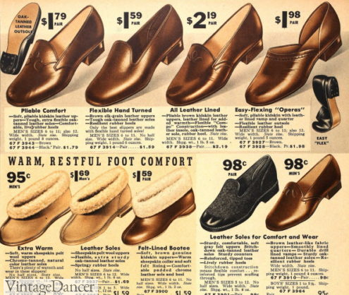 1937 men's slippers house shoes 1930s