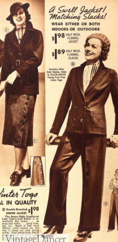 1930s wool slacks and blazer for women 1930s cross-dressing outfit