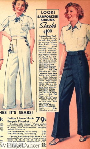 1930s women white or navy blue sailor pants