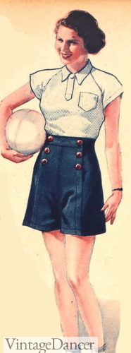 1930s shorts polo shirt women in color