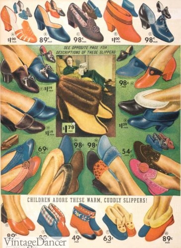 1930s slippers shoes lounge bedroom footwear boudoir slippers