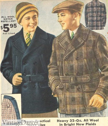 1930s teenage boys Mackinaw jackets coats plaid