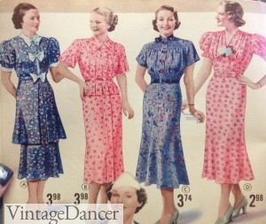 1930s day dresses, 1937. Shop vintage style day dresses at VintageDancer.com