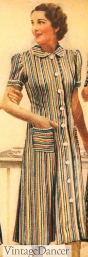 1937 striped shirt dress