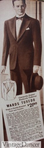 1938 single breasted tuxedo with homburg hat mens evening suit