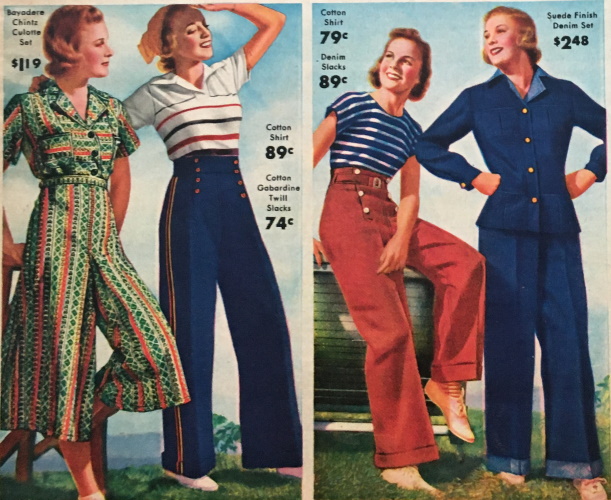 Classic Vintage 1930s Navy Sailor Wide Leg Pants - 1930s & 40s style