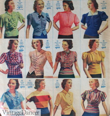 1930s blouses tops shirts in color women fashion spring