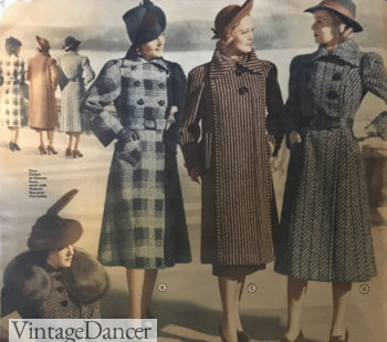 1930s plaid and tweed reefer coats (box coat in the center)