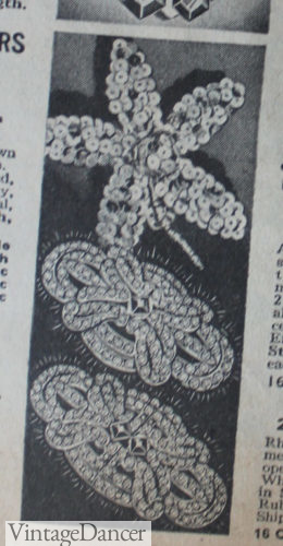 1930s jewelry - 1938 sequin and rhinestone brooches