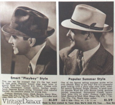 1938 felt or straw Playboy style hat