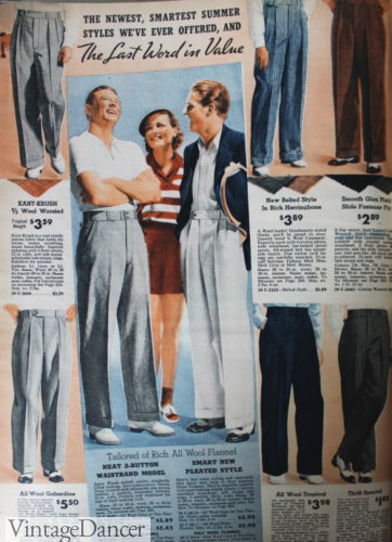 1938 men's summer flannel pants