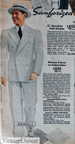 1938 men's double breasted white linen blend suit
