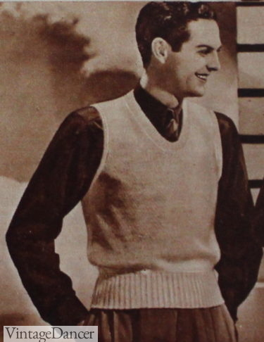1938 men's sweater vest 1930s knitwear pullover slipover fashion vintage menswear