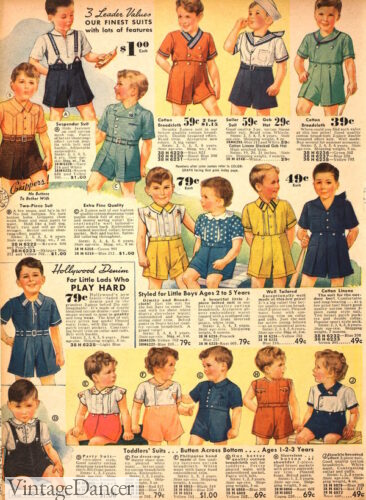 1930s boys clothing fashion toddler ages 2, 3, 4, 5