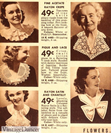 1930s lace collars can decorate any dress or top. 1930s outfits at VintageDancer