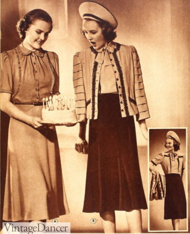 Two piece dresses for 1930s teenagers
