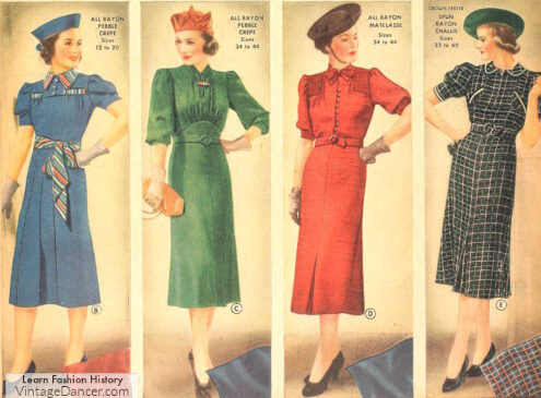 1930s dress styles daytime fashion women girls ladies 30s