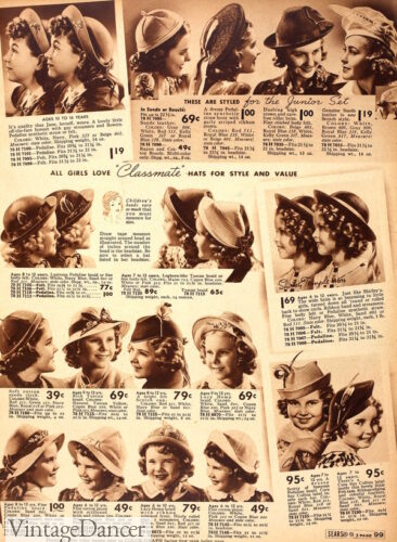 1930s girls hats children hat headwear
