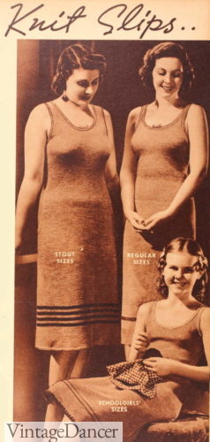 1938 knit slips winter underwear lingerie women