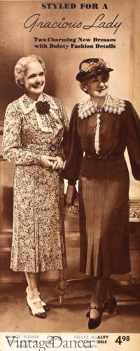 1930s old mrs women fashion dresses winter