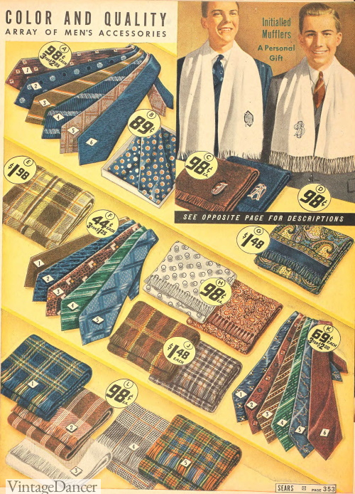 1938 mens neckties ties and mufflers (scarf)
