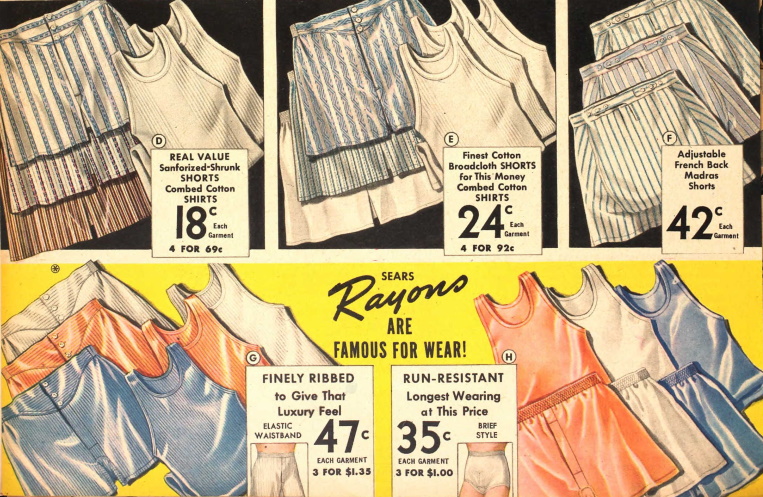 1938 cotton and rayon boxer shorts