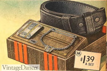 1930s men's tie chain with matching belt buckle