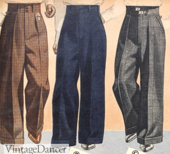 1930s men's Hollywood waistband pants trousers