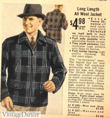 1930s mens Mackinaw plaid jacket