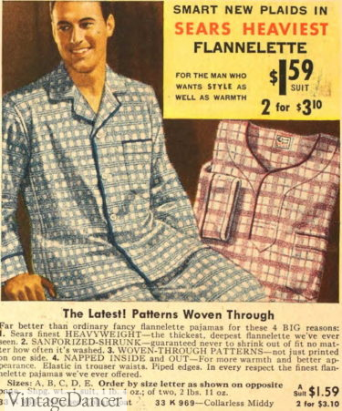 Men's vintage 1930s plaid and check flannel pajamas