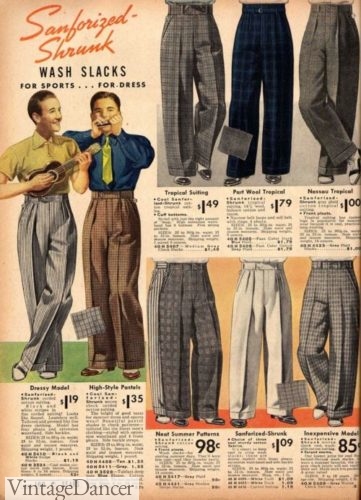1938 mens casual trousers pants fashion 1930s