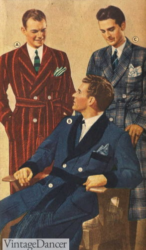 1930s men Double Breasted mens robes house lounging winter