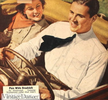 1938 driving in a dress shirt and tie