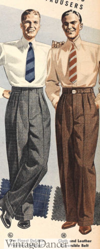 1930s men's pleated wide leg trousers