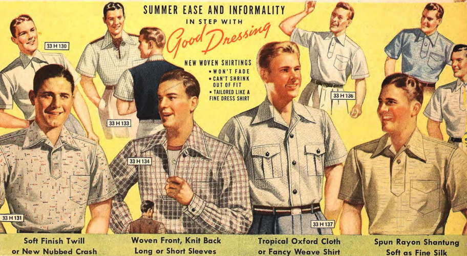 1938 a variety of summer men's casual shirts