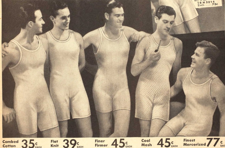 1938 snap sleeve union suits