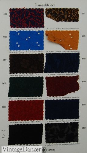 1930s evening dress fabric swatches