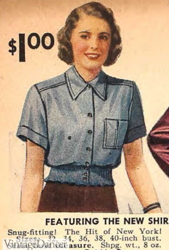 1930s shirred band utility blouse