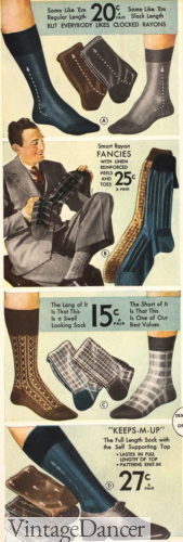 1938 mens 1930s dress or casual socks