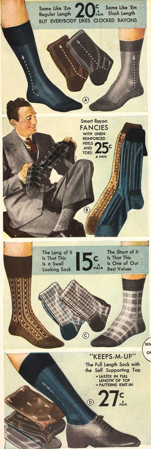 Vintage Men's Socks History-1900 to 1960s